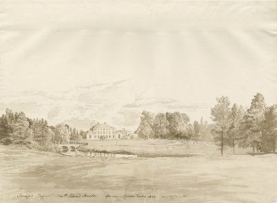 Somerford Hall: sepia-tegning av Cornelius Varley