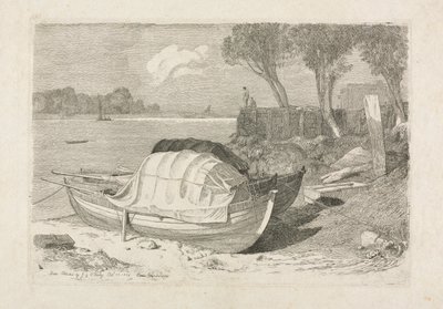 To strandede fiskebåter av Cornelius Varley