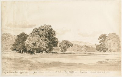 Wrottesley Park: sepia-tegning, juli 1820 av Cornelius Varley