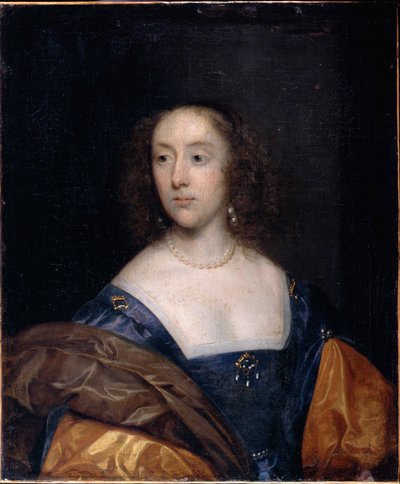 Portrett av en dame i blått av Cornelius the elder Johnson