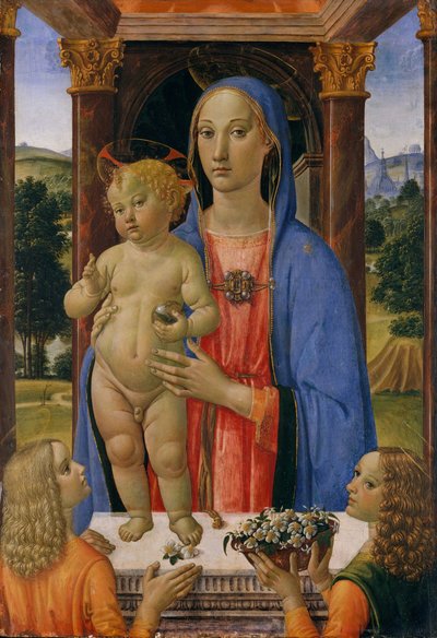 Madonna og barn med engler. av Cosimo Rosselli