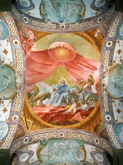 Klosteret Saint Emmeran, siden 1812 residens for prinsene Thurn und Taxis: Takfreske i biblioteket, Kong Salomo … (freske) av Cosmas Damian Asam