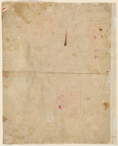 Sjefen for Saint George og arkitektoniske planer (verso) av Cosmas Damian Asam