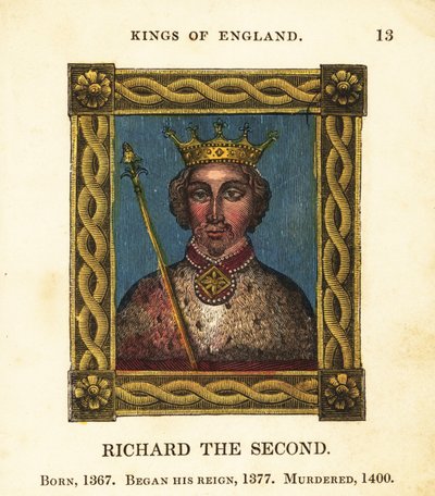 Portrett av kong Richard den andre, kong Richard II av England, født 1367, begynte regjeringstid 1377 og myrdet 1400 av Cosmo Armstrong