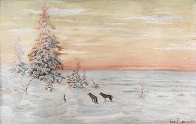 Vinterlandskap med ulver, 1915 av Count Vladimir Leonidovich Muravyov