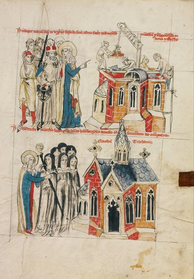 Hedwig og det nye klosteret; Nonner fra Bamberg bosetter seg ved det nye klosteret av Court workshop of Duke Ludwig I of Liegnitz and Brieg