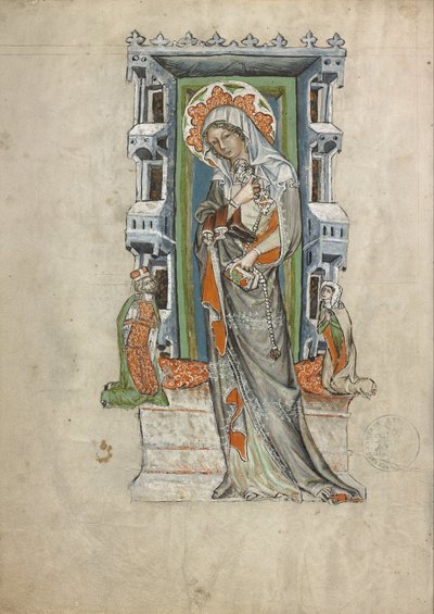 Den hellige Hedwig av Schlesien med hertug Ludwig av Legnica og Brieg og hertuginne Agnés av Court workshop of Duke Ludwig I of Liegnitz and Brieg