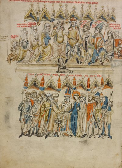 Familien til Berthold VI; Ekteskapet til Hedwig og Heinrich av Court workshop of Duke Ludwig I of Liegnitz and Brieg