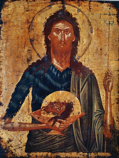 Ikon for St. John the Forerunner (tempera på panel) av Cretan School