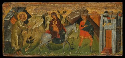 The Flight into Egypt (eggtempera på panel) av Cretan School