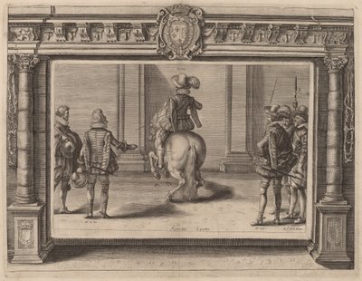 Louis XIII til hest, mottar instruksjon av Crispijn de Passe II
