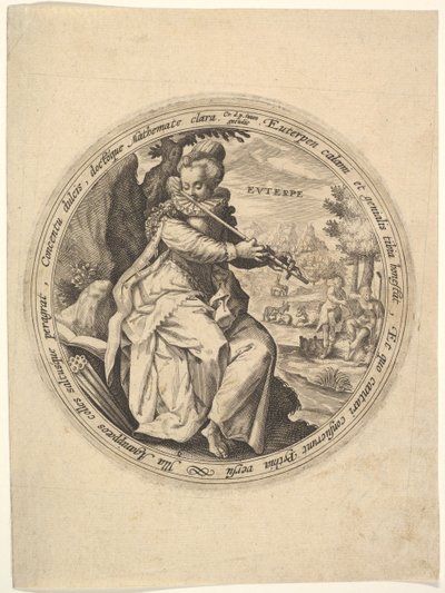 Euterpe, fra The Muses. av Crispijn de Passe I
