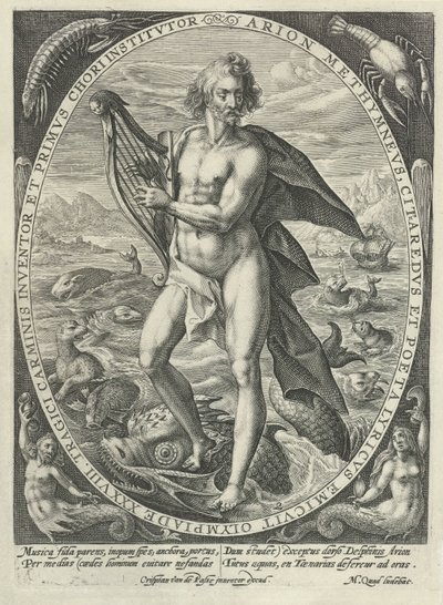 Arion: elementet vann The Four Elements (serietittel) 4. Principles of Musicæ (serietittel) av Crispijn van de Passe (I)