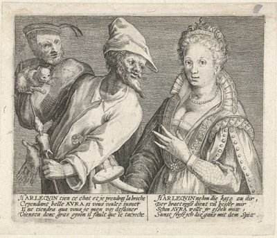 Vinden prøver å få Harlequin til å slite deg ned Jeg tegnet noen morsomme ikoner for den italienske vanen (serietittel) av Crispijn van de Passe (I)