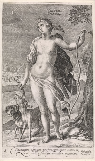 Kveld Vesper Dianæ (tittel på objekt) De fire ganger på dagen (serietittel) av Crispijn van de Passe (I)