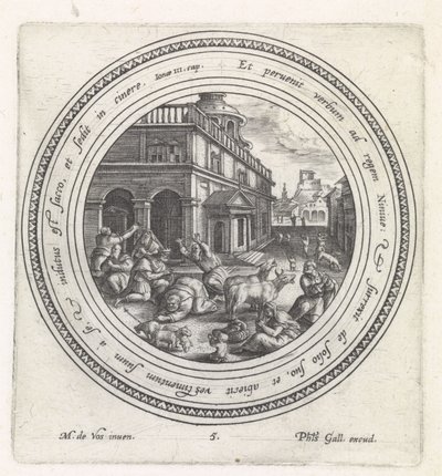Kongen av Nineve gjør bot History of Jonah (serietittel) av Crispijn van de Passe (I)