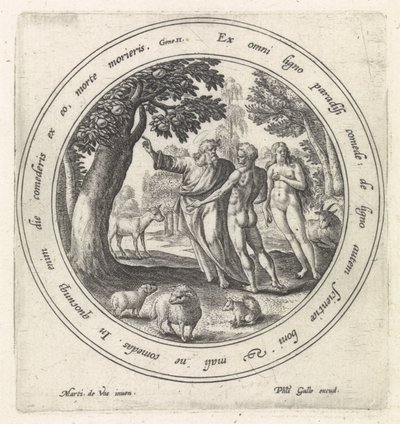 Fristelsen til Adam og Eva i paradis Historien om Adam og Eva (serietittel) av Crispijn van de Passe (I)