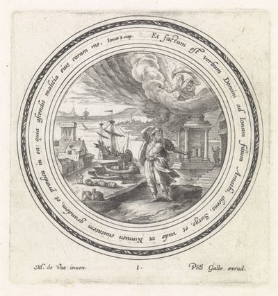 Gud sender Jonah til Nineve History of Jonah (serietittel) av Crispijn van de Passe (I)