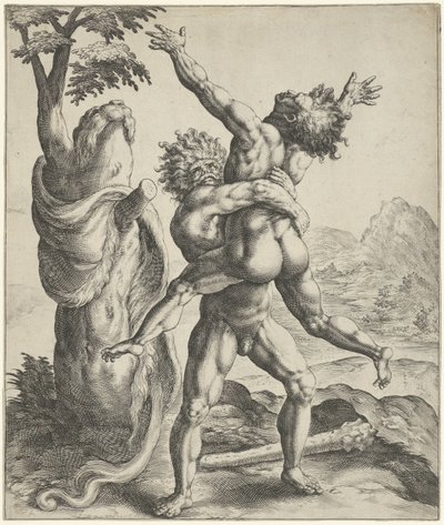 Hercules bryter med Antaeus av Crispijn van de Passe (I)