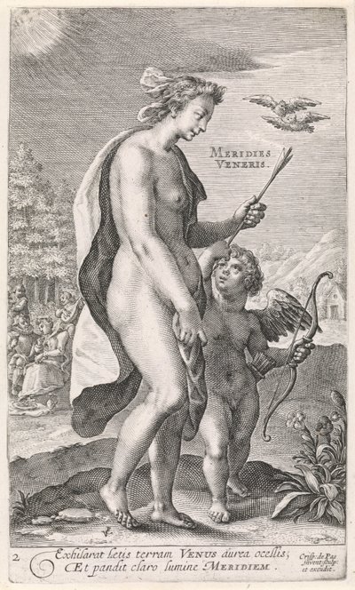Ettermiddag Meridies Veneris (tittel på objekt) De fire ganger på dagen (serietittel) av Crispijn van de Passe (I)