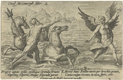 Neptun strekker seg etter Coronis Metamorphoses of Ovid (serietittel) av Crispijn van de Passe (I)