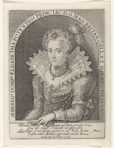 Portrett av Elisabeth Stuart, dronning av Böhmen av Crispijn van de Passe (I)