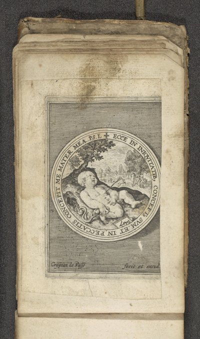 Putto med hull i hjertet Putti avbilder Guds ord (serietittel) Verbum Dei (serietittel) av Crispijn van de Passe (I)