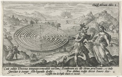 Theseus en Ariadne Metamorfosen van Ovidius (serietittel) av Crispijn van de Passe (I)