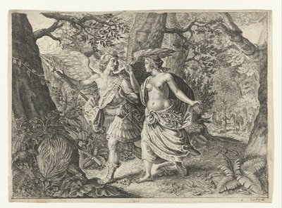 Circe gjør Picus til en hakkespett Metamorphoses of Ovid (serietittel) av Crispijn van de Passe (II) (after)