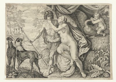 Venus i Adonis Metamorfosen van Ovidius (serietittel) av Crispijn van de Passe (II) (attributed to)