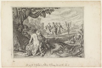 Apulus blir til et oliventre Metamorphoses of Ovid (serietittel) av Crispijn van de Passe (II) (workshop of)