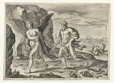 Coronis en Neptun Metamorfosen van Ovidius (serietittel) av Crispijn van de Passe (II)