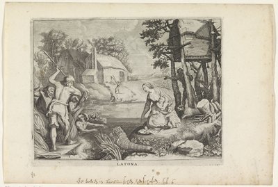 Leto (Latona) gjør lykerne til frosker Metamorphoses of Ovid (serietittel) av Crispijn van de Passe (II)