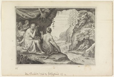 Polyphemus og Acis elsker Galatea Metamorphoses of Ovid (serietittel) av Crispijn van de Passe (II)