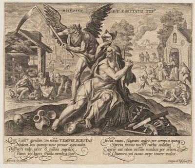 Elendighet er en type fattigdom, fra tiden med dyder og laster av Crispijn van de Passe I