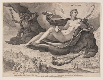 Zephyrus, fra Vindene av Crispijn van de Passe I
