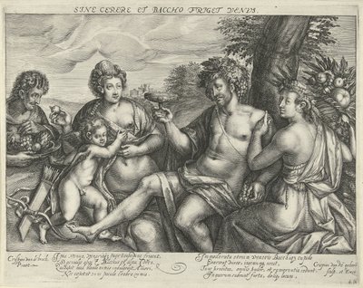 Bacchus, Venus og Ceres i et landskap Uten Ceres og Bacchus fryser Venus (tittel på objekt) av Crispijn van den Queborn