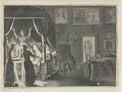 Oppkast mann i sengen av Crispijn van den Queborn
