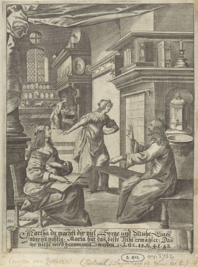 Kristus i huset til Marta og Maria av Crispijn van den Queborn