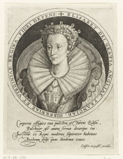 Portrett av dronning Elizabeth I av England av Crispin I de Passe