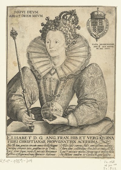 Portrett av dronning Elizabeth I av England, 1592 av Crispin  Passe
