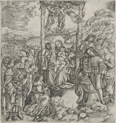 Adoration of the Magi (gravering på papir) av Cristofano Robetta