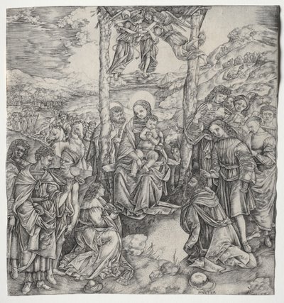 Tilbedelse av magiene av Cristofano Robetta