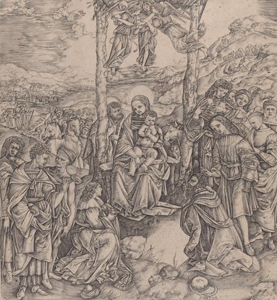 Tilbedelse av vismennene, 1500-10. av Cristofano di Michele Martini