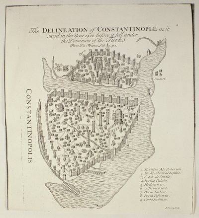 Et kart over Konstantinopel i 1422 av Cristoforo Buondelmonti