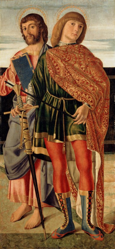 St. Matteus og St. Sebastian, ca. 1499 (tempera på trepanel) av Cristoforo Caselli
