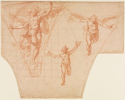 Three Studies of Angels for a Pendentive recto, Studies for Christ Meeting His Motherverso, 159 av Cristoforo Roncalli