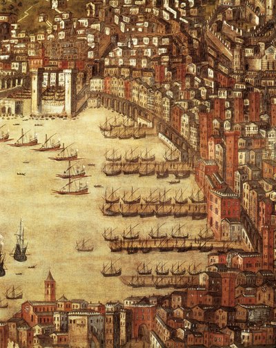 Utsikt over Genova og dets slott (detalj) 1597 (olje på lerret) av Cristoforo de Grassi