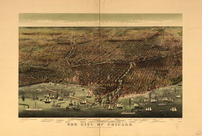 Byen Chicago. av Currier and Ives