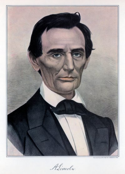 Abraham Lincoln, USAs sekstende president, 1800-tallet. av Currier and Ives